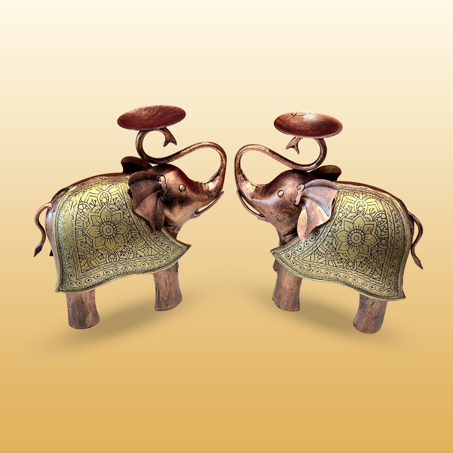 Set of 2 Iron Elephant Candle Holder AC