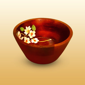 A Set of Floral Painted Wooden Tray with Wooden Bowl