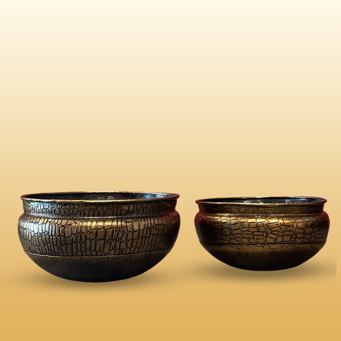 Set of 2 Iron Round Sipri Acid Etching Pot – Copper Finish