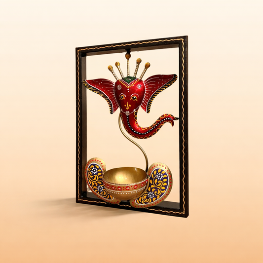 The Iron Ganesh T-Light in Frame