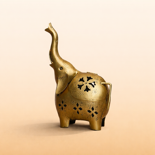 The Set of 2 Iron Elephant Small Trunk Up Flower Cutting