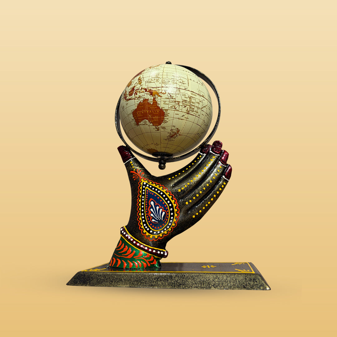 The Metal Hand-Painted Hand Globe