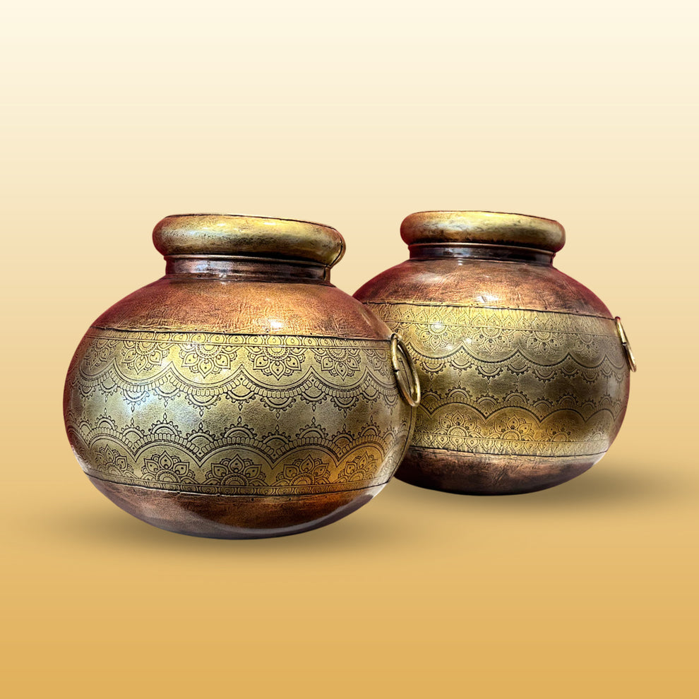 Set of 2 Iron AC Jhalar Design Matka – Soshoku