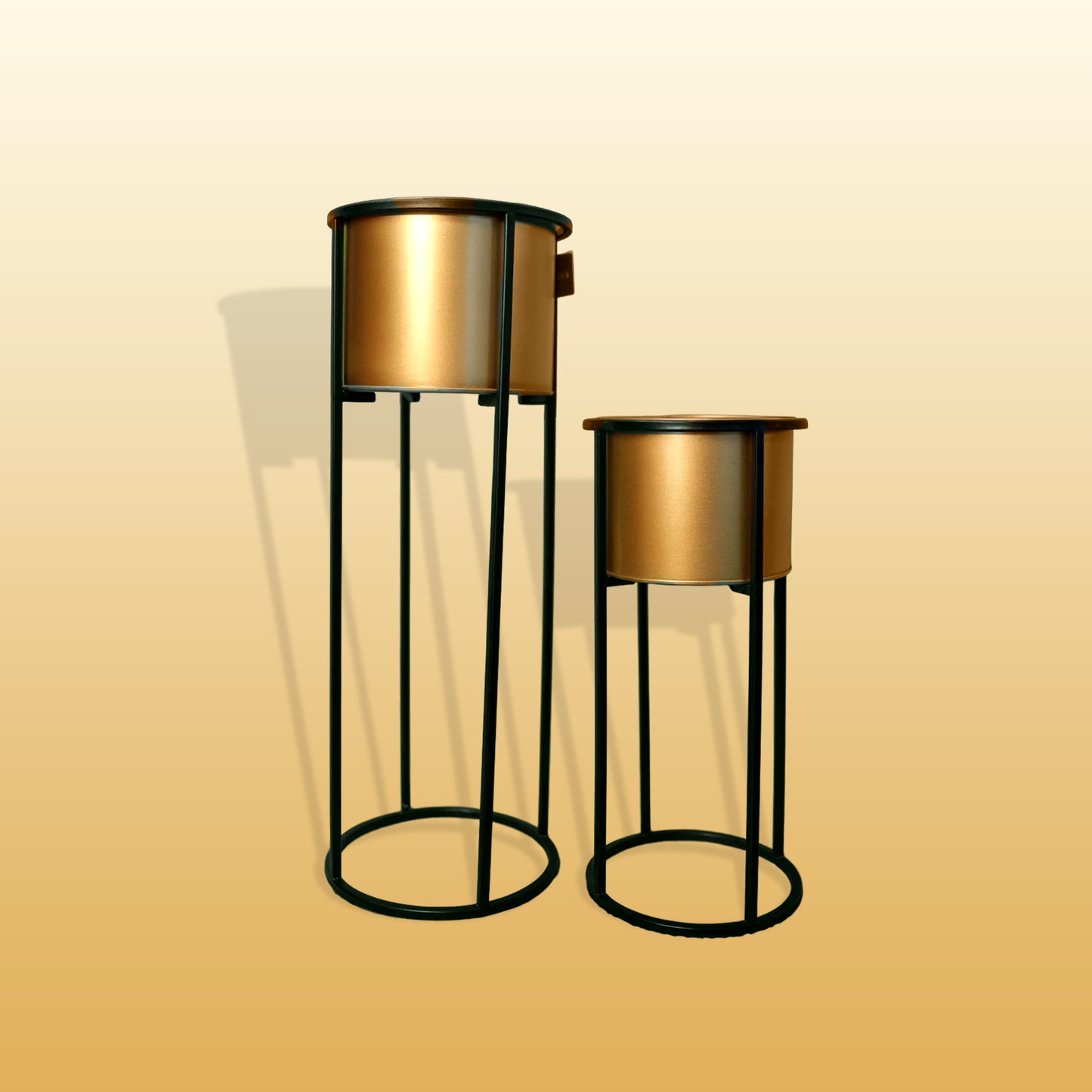 Set of 2 Golden Metal Plant Pot