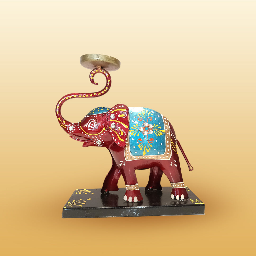 Set of 3 Iron Small Elephant Set with T Lite