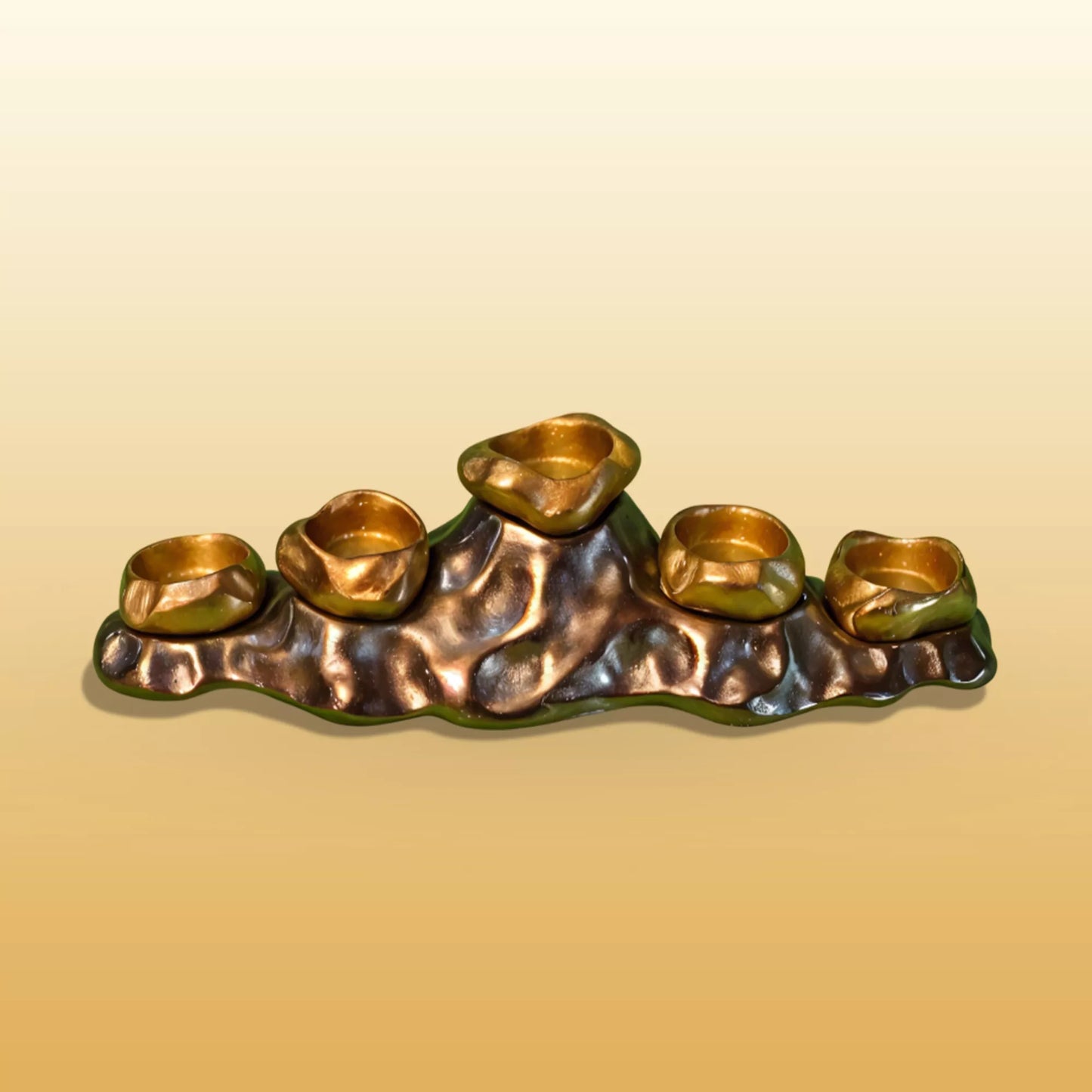 Gold Electroplated Aluminum Candle Holder