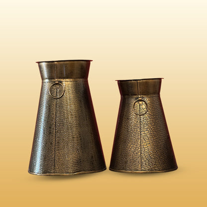 Set of 2 Iron Golden Flower Vase