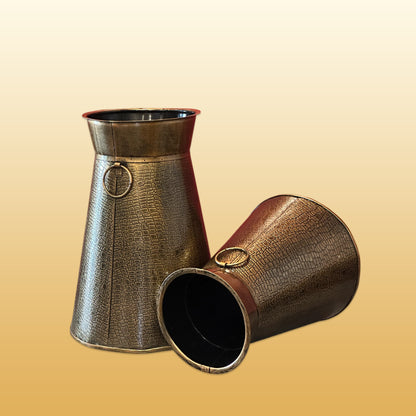 Set of 2 Iron Golden Flower Vase