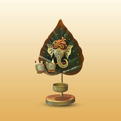 Set of 3 Metal Leaf T-lites