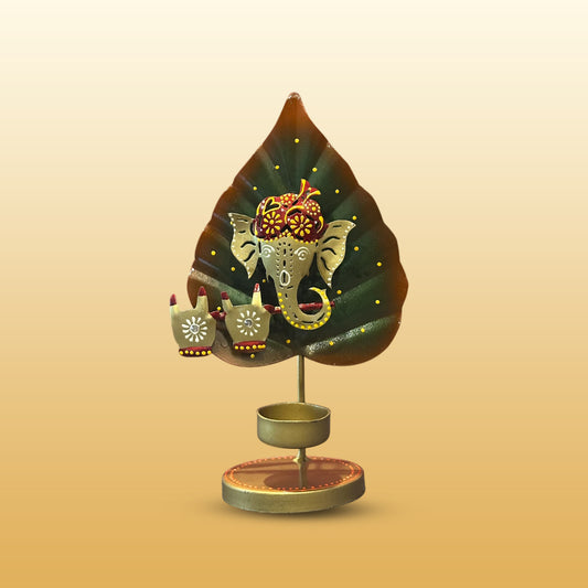 Set of 3 Metal Leaf T-lites