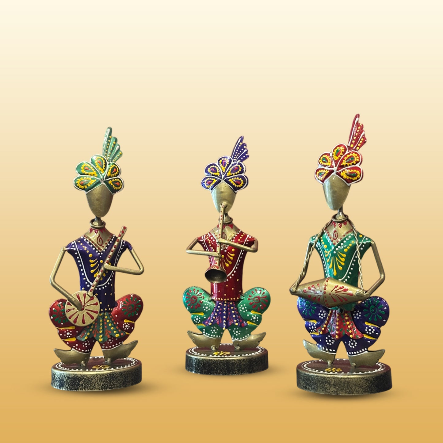 Set of 3 Iron Kalangi Musicians Troop