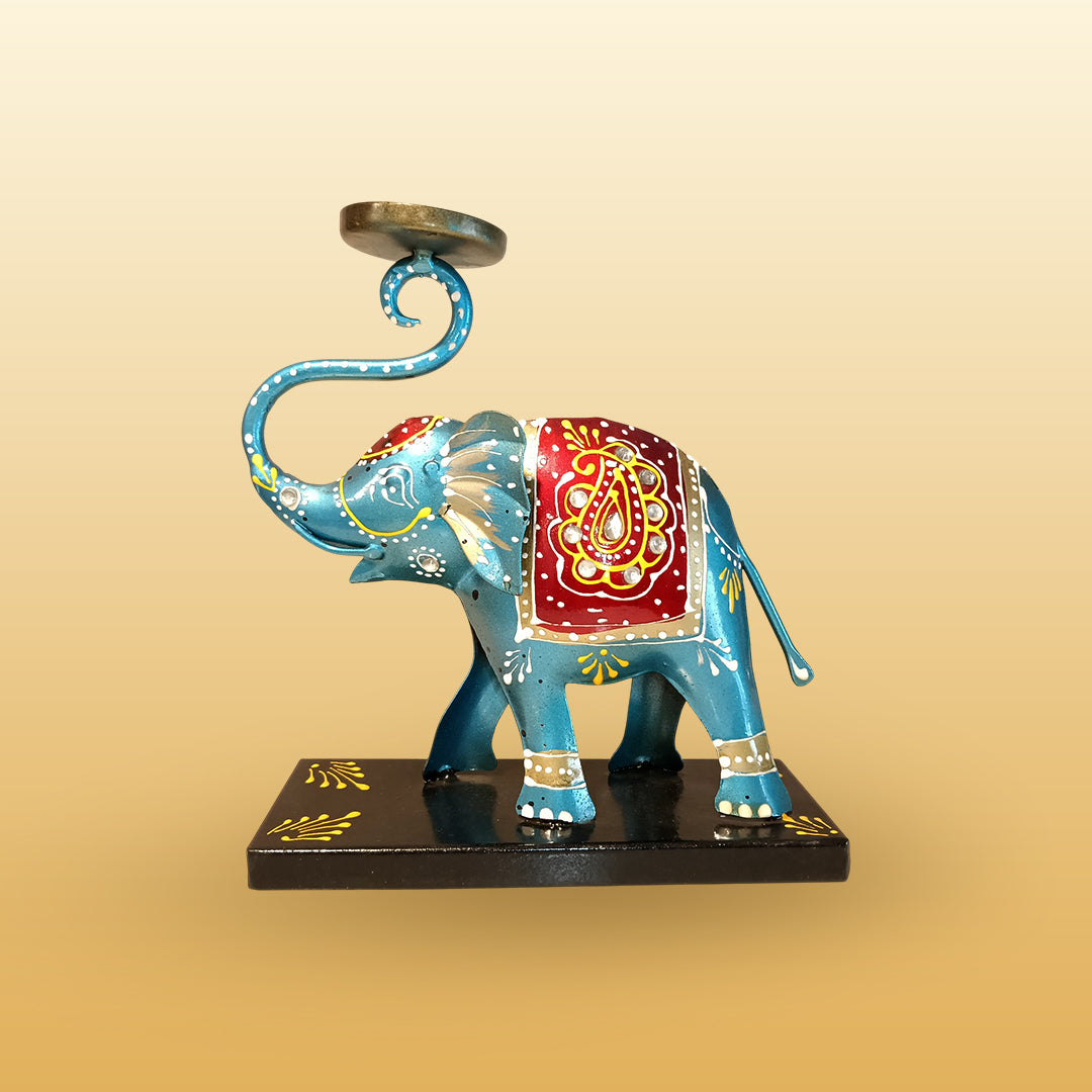 Set of 3 Iron Small Elephant Set with T Lite