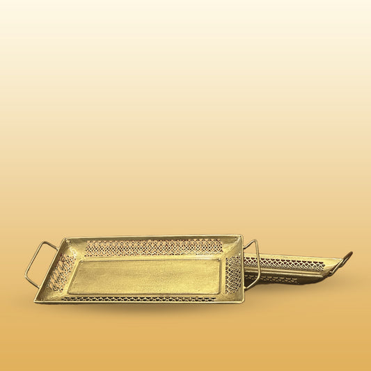 Set of 2 Iron Rectangle Tray Circle Cutting