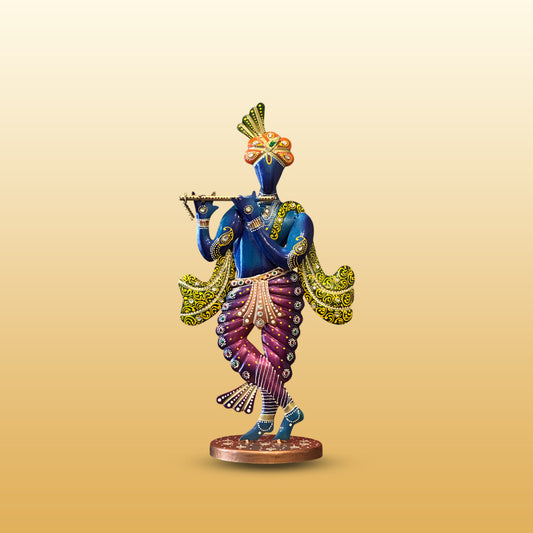 Metal Fine Painted Blue Krishna