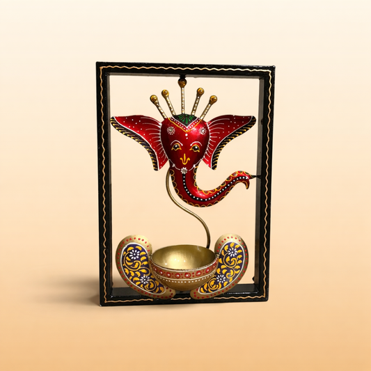 The Iron Ganesh T-Light in Frame