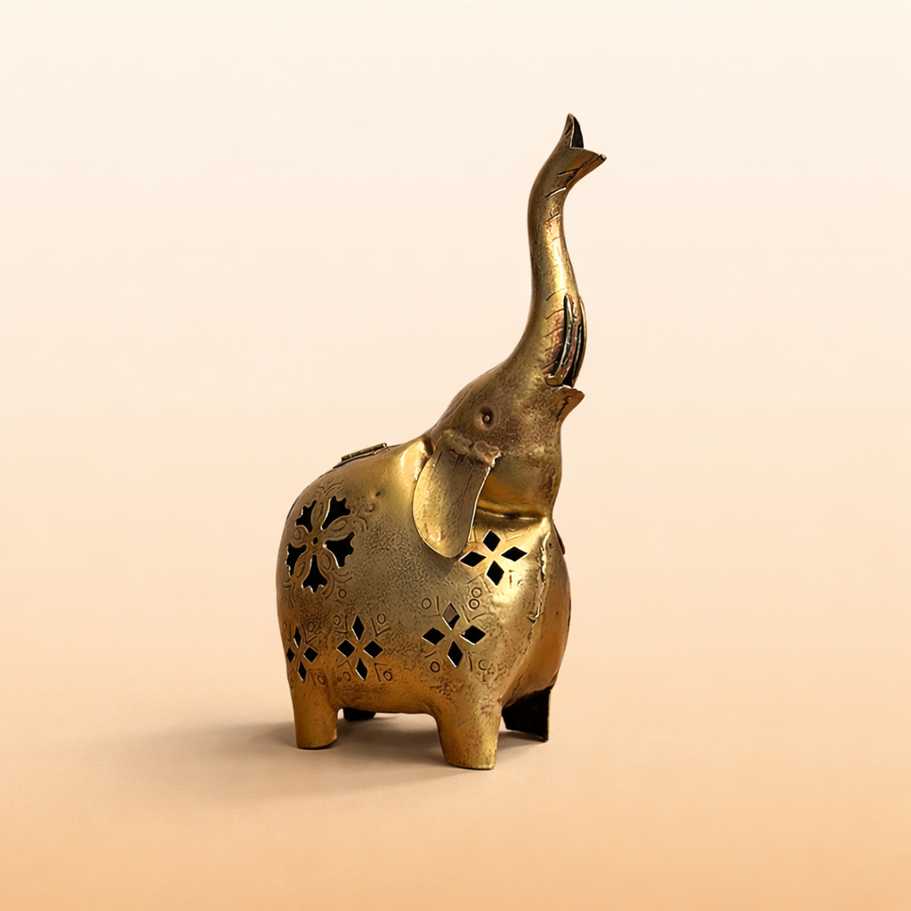 The Set of 2 Iron Elephant Small Trunk Up Flower Cutting