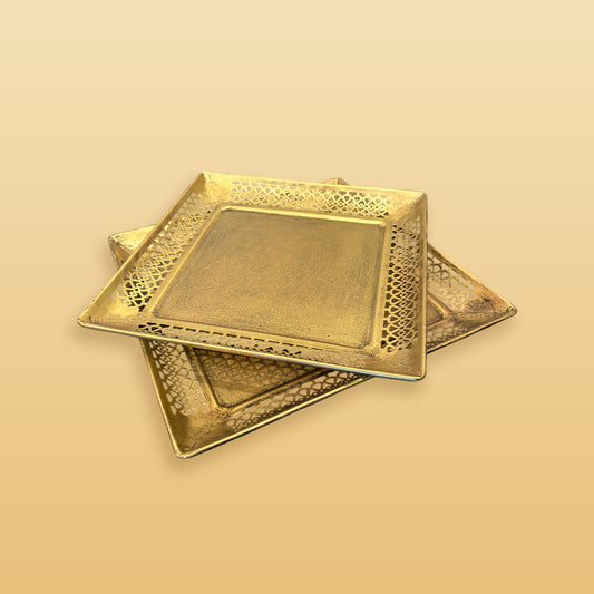 set of 2 Metal Decorative Square trays