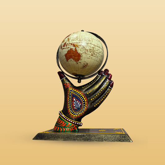 The Metal Hand-Painted Hand Globe