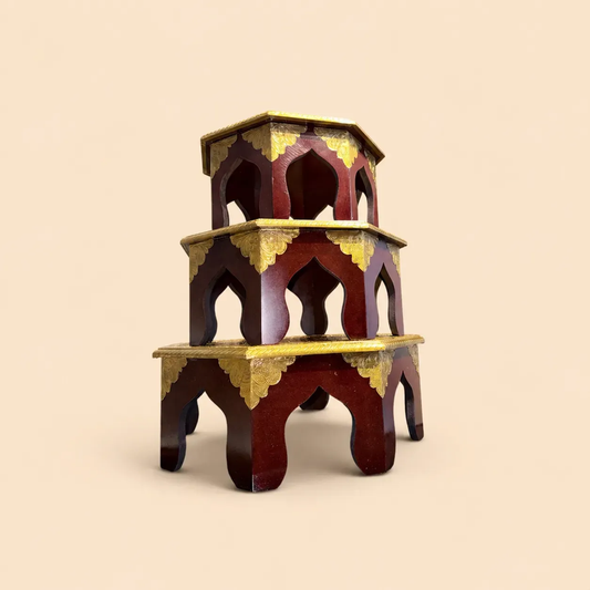 The Wooden Brass-Fitted Octagonal Bajots S/3