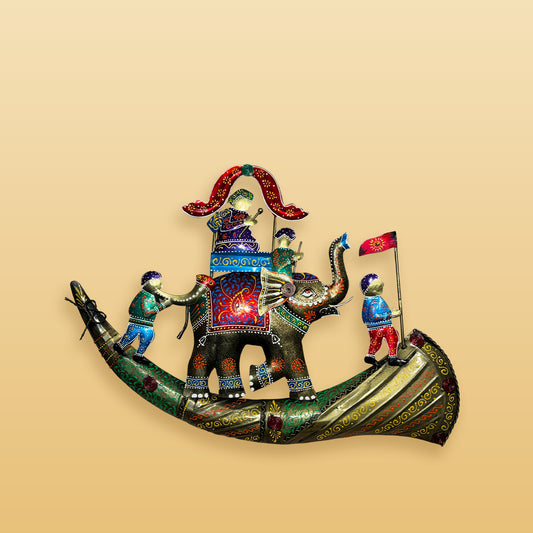 Metal Elephant Baraat on shehnai(Wall Decor)